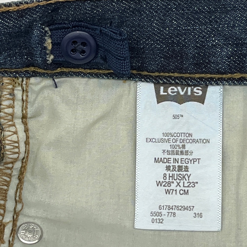 Levi's 505 Regular Jeans Kids 8 Husky Dark Wash Adjustable Waist Straight Denim - Picture 5 of 11